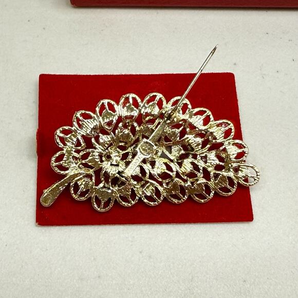 Vintage Camelot Collection Statement Brooch, Earrings gold tone faux pearls box - Picture 8 of 15